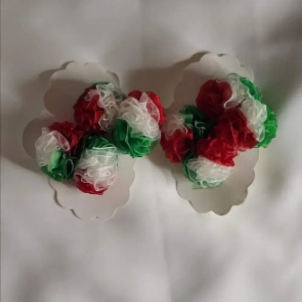 Girls Set Of 2 Red/White/Green Hair Ties- Brand New